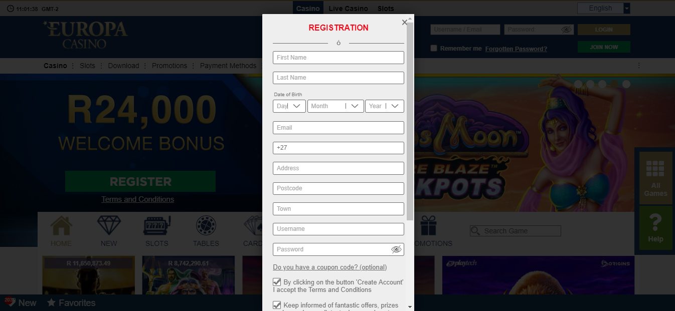 europa casino registraion